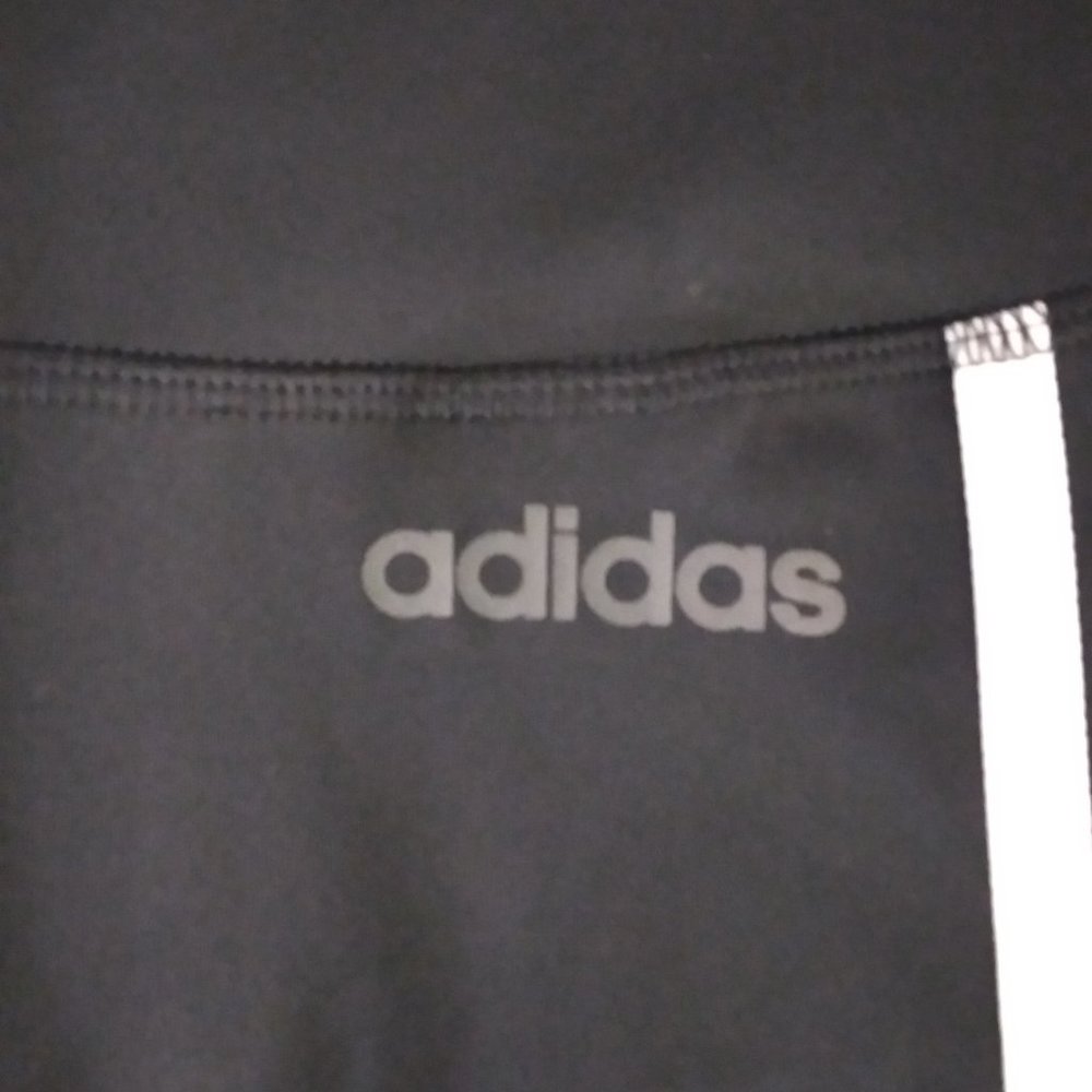 🆕adidas Women's Designed 2 Move 3-Stripes 3/4 Tights, Black/White, NWT, Auth. - Picture 8 of 13